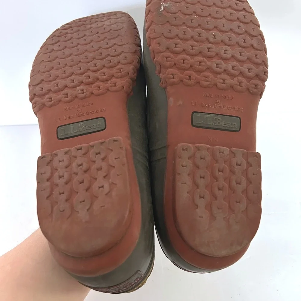 Vintage LL Bean Rubber Moc Boots Mens 10 Green Duck Shoes Leather Trim Maine USA